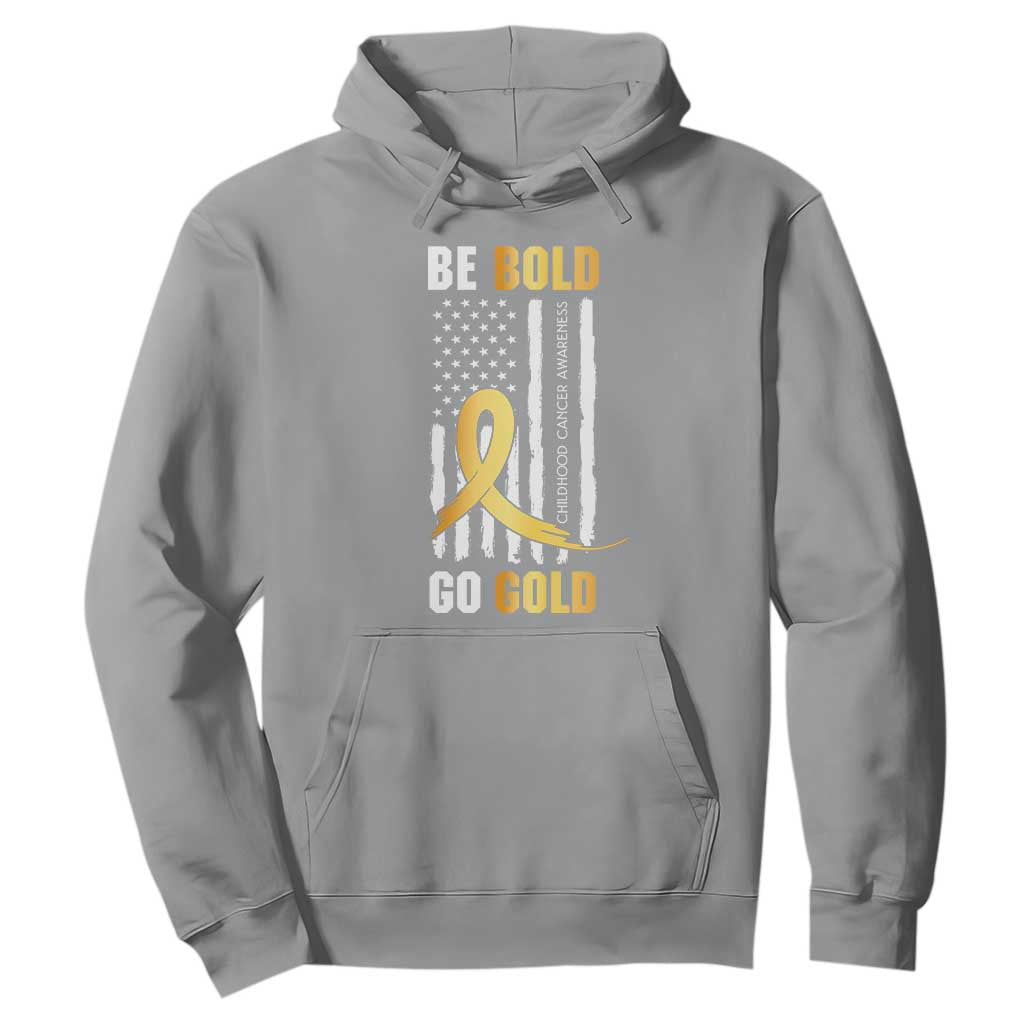 Childhood Cancer Warrior Support Hoodie Childhood Be Bold Go Gold US Flag