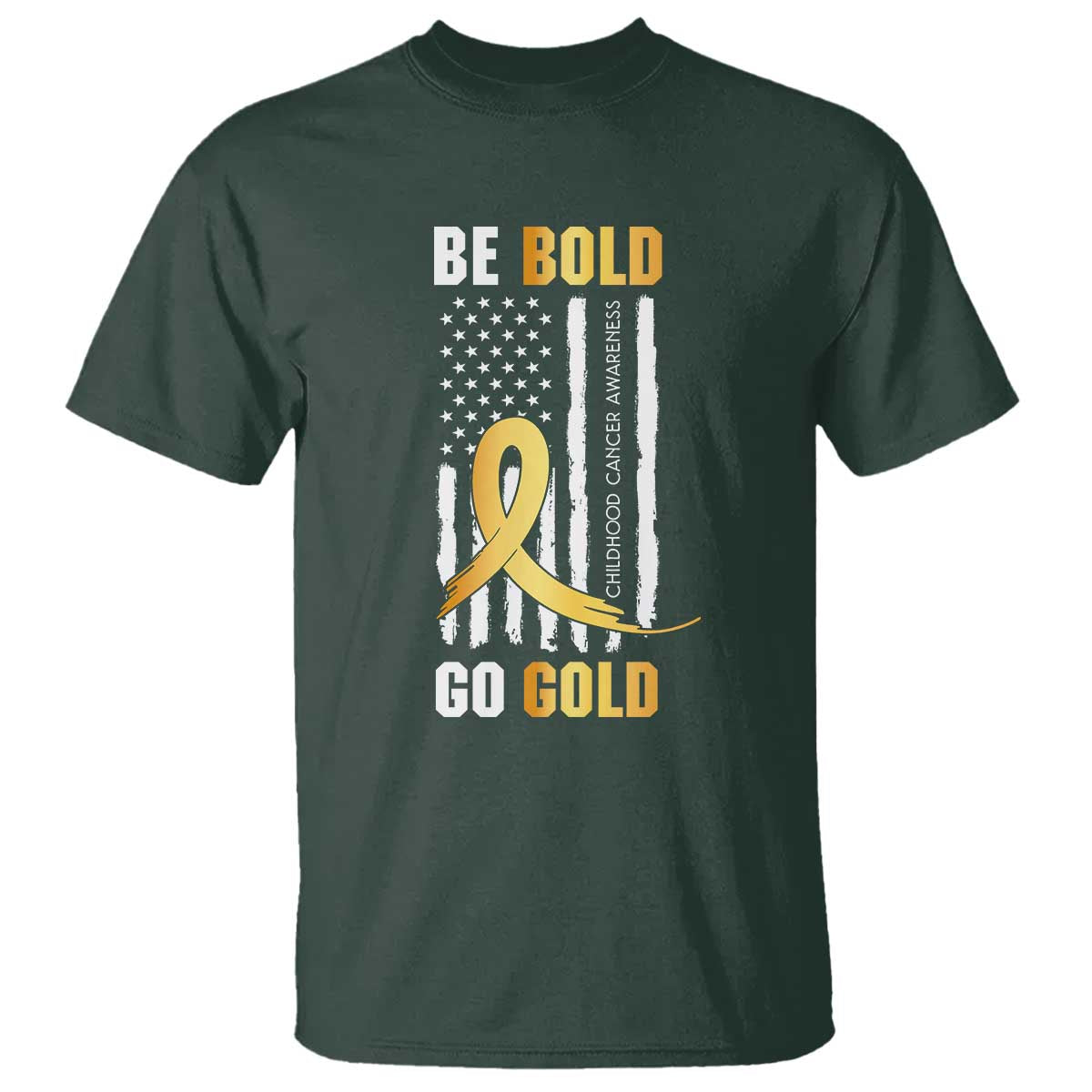 Childhood Cancer Warrior Support T Shirt Childhood Be Bold Go Gold US Flag