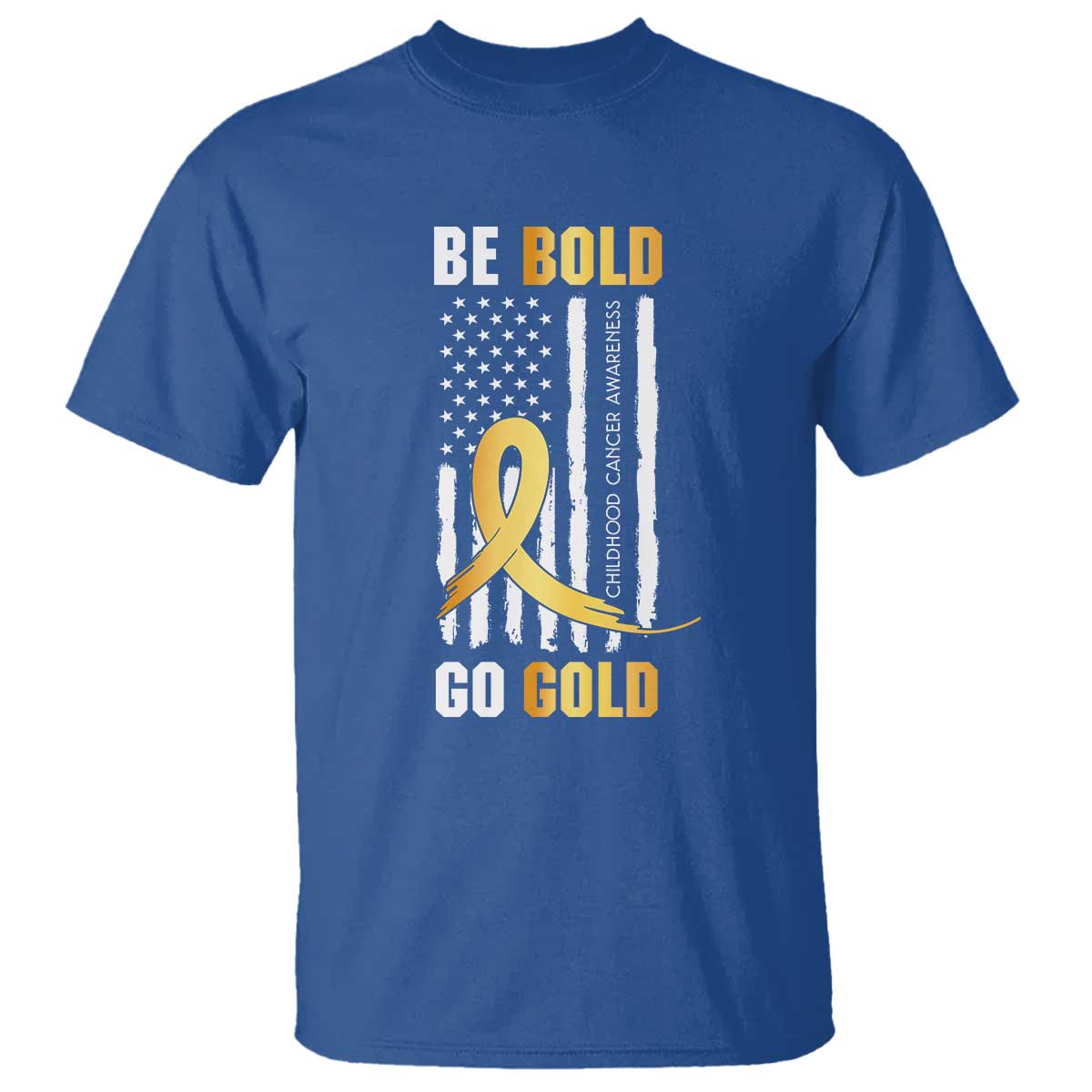 Childhood Cancer Warrior Support T Shirt Childhood Be Bold Go Gold US Flag