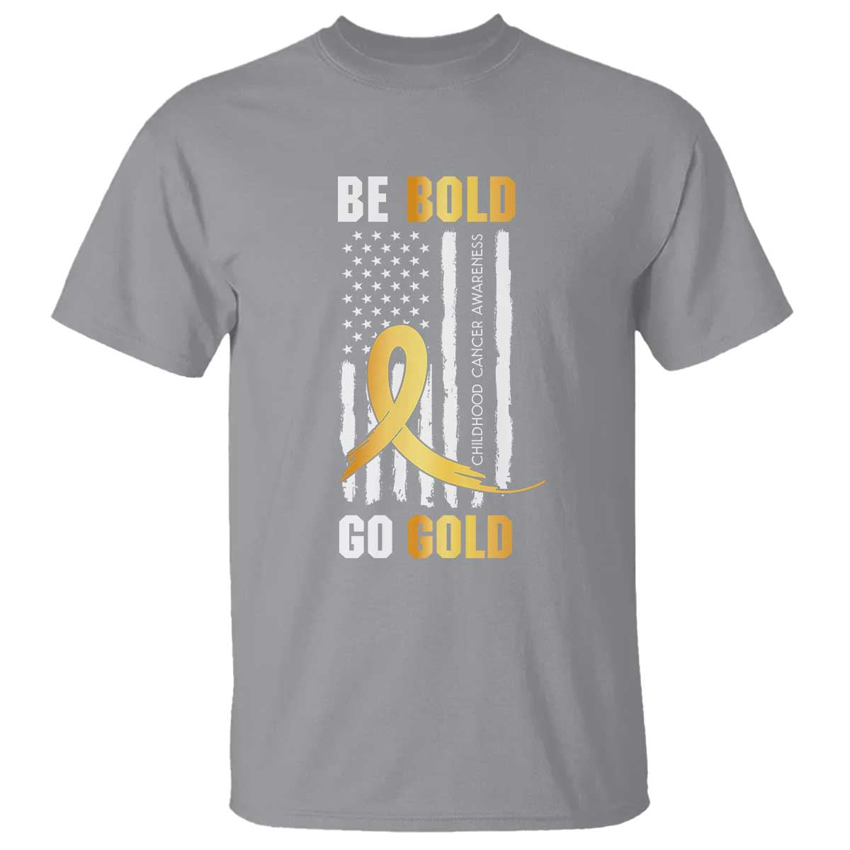 Childhood Cancer Warrior Support T Shirt Childhood Be Bold Go Gold US Flag