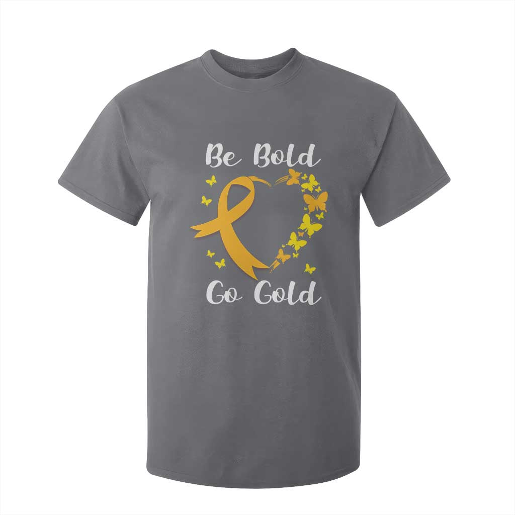 Childhood Cancer Warrior Support T Shirt For Kid Childhood Be Bold Go Gold Heart