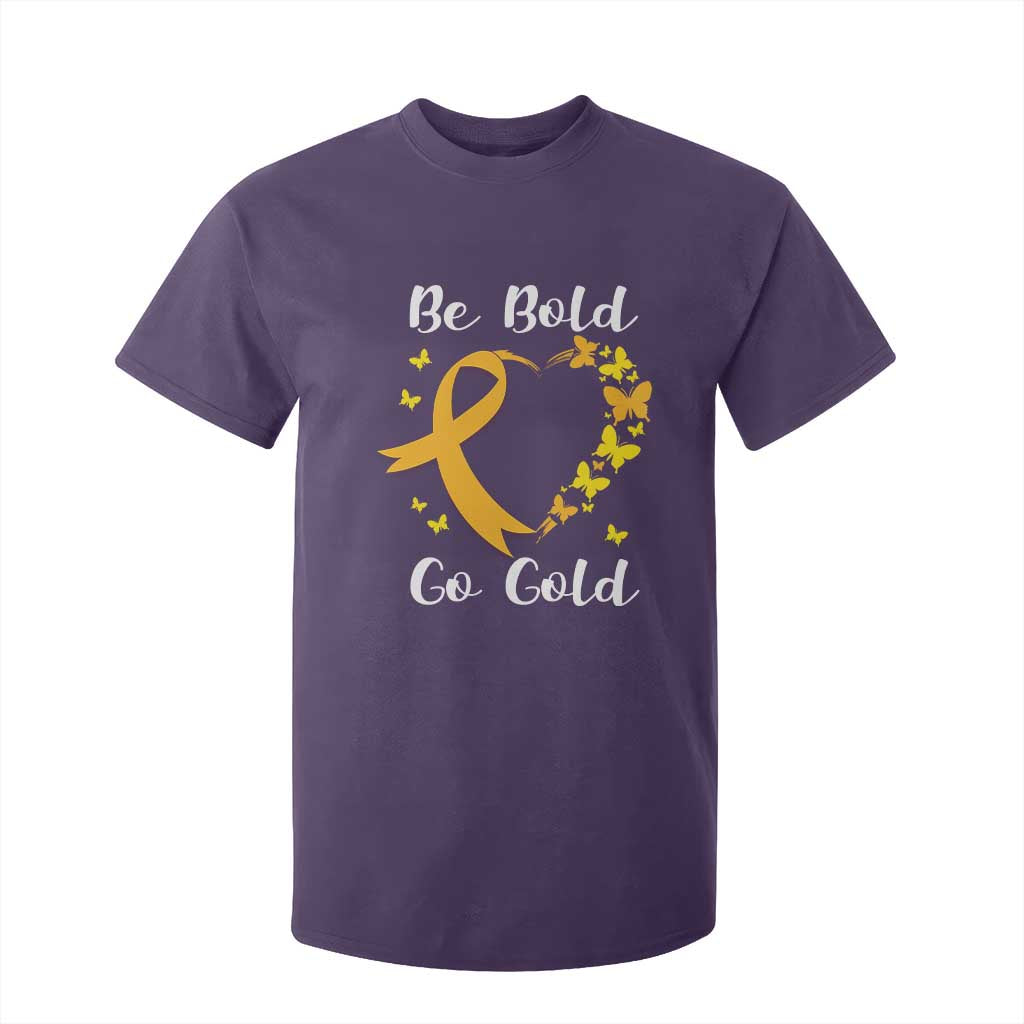 Childhood Cancer Warrior Support T Shirt For Kid Childhood Be Bold Go Gold Heart