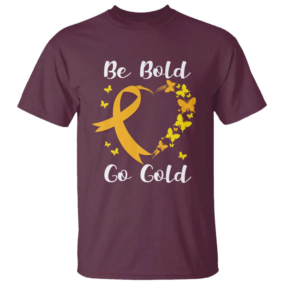 Childhood Cancer Warrior Support T Shirt Childhood Be Bold Go Gold Heart