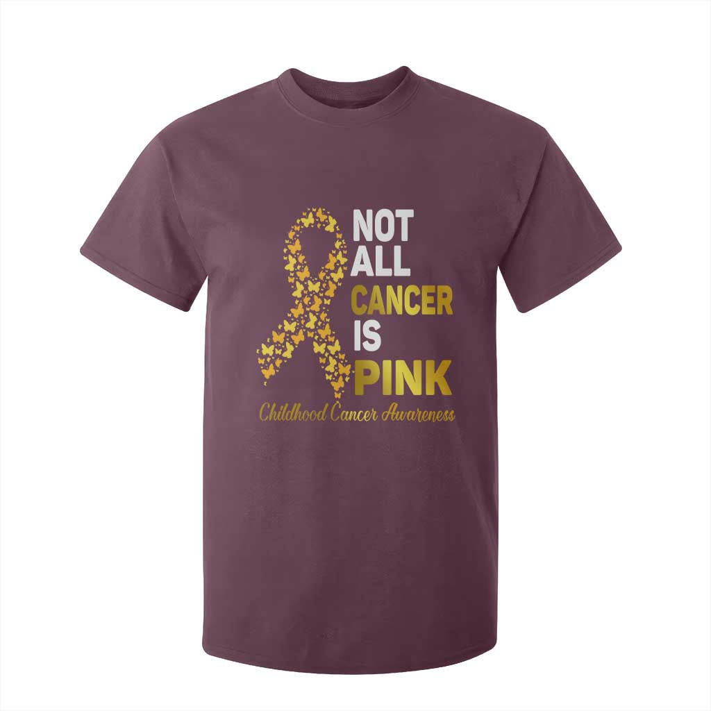 Childhood Cancer Warrior Support T Shirt For Kid Not All Cancer Is Pink Gold Ribbon Support