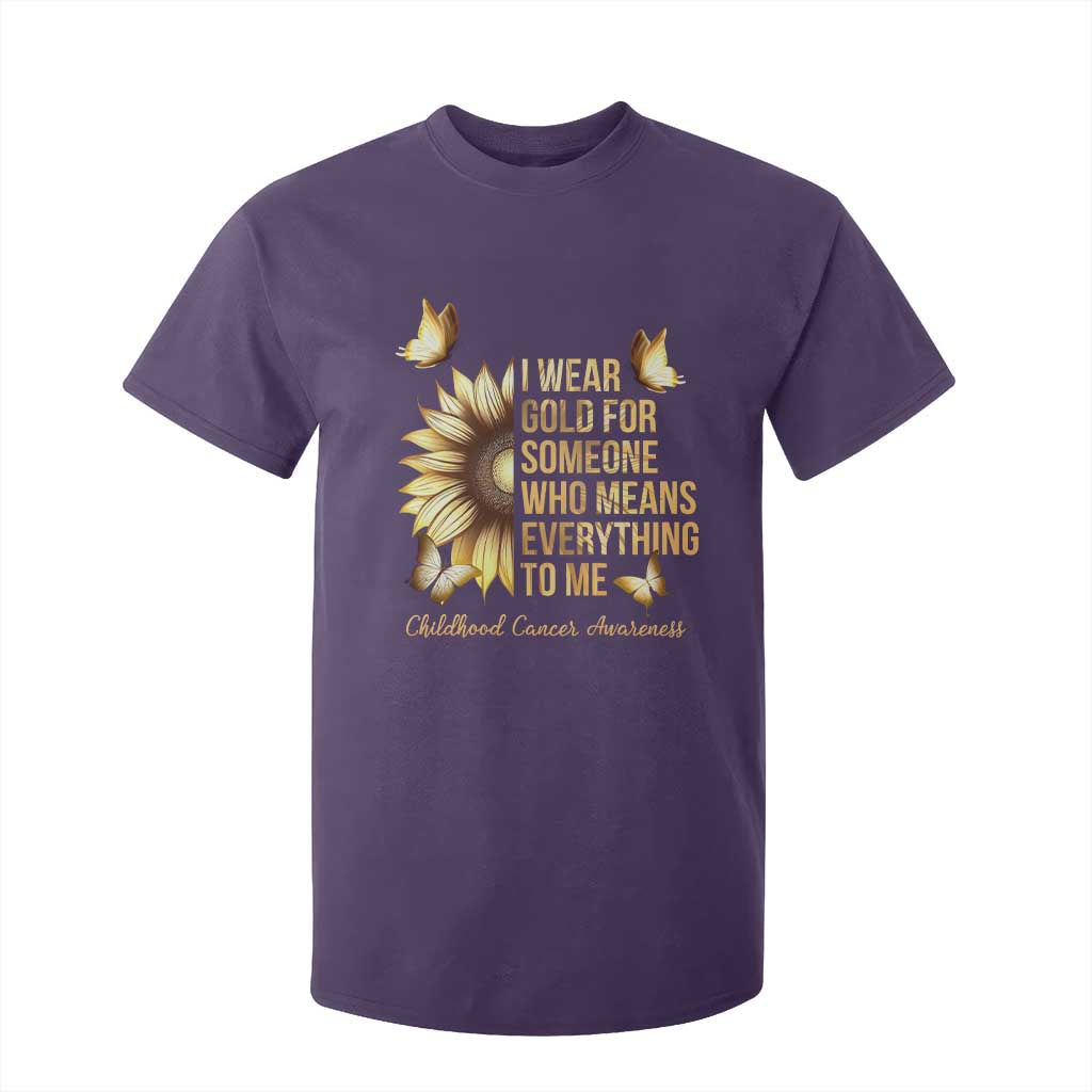 Childhood Cancer Warrior Support T Shirt For Kid I Wear Gold For Someone Means Everything