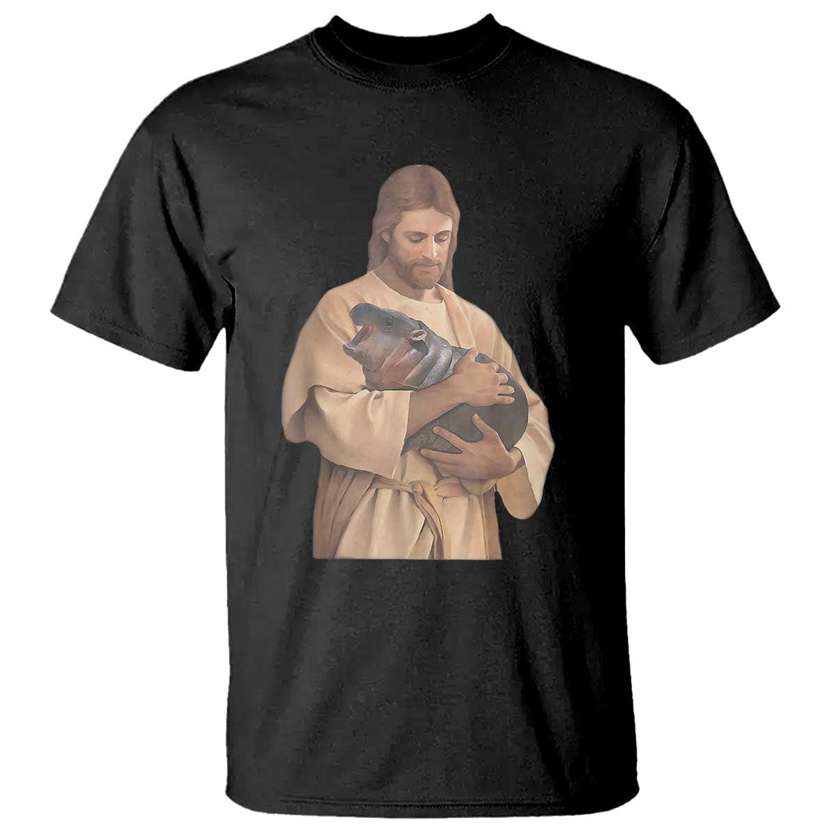 jesus-loves-moo-deng-t-shirt-bouncy-pig-cute-pygmy-hippo-meme