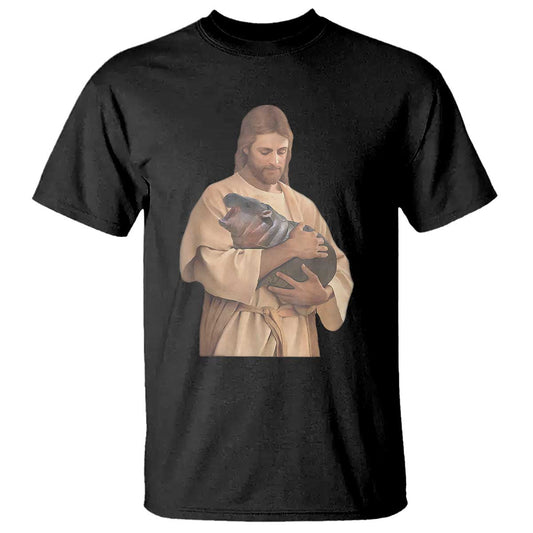 jesus-loves-moo-deng-t-shirt-bouncy-pig-cute-pygmy-hippo-meme