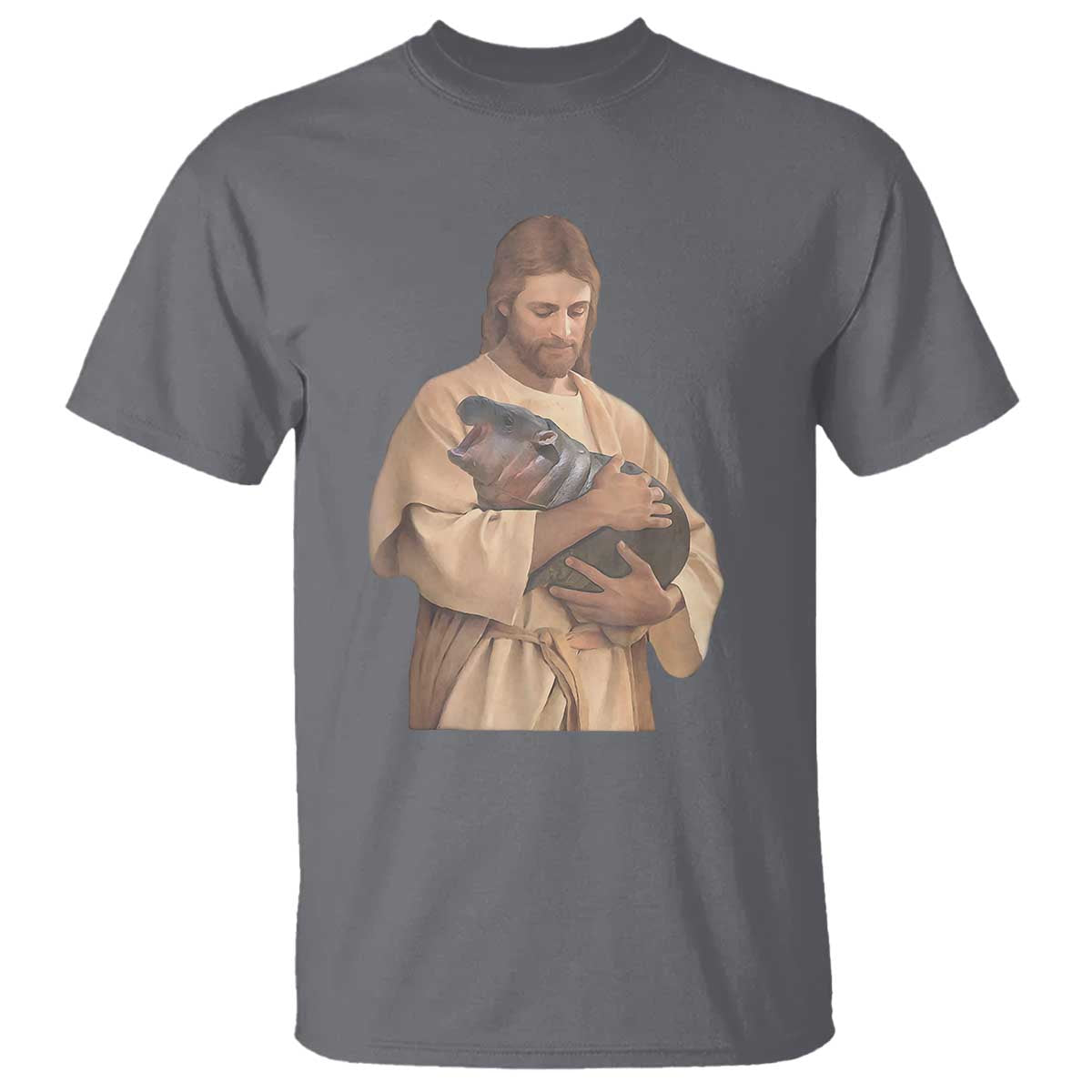 jesus-loves-moo-deng-t-shirt-bouncy-pig-cute-pygmy-hippo-meme
