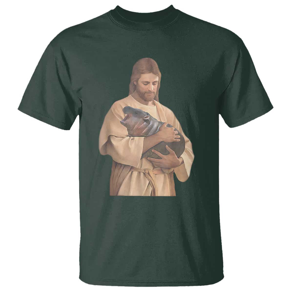 jesus-loves-moo-deng-t-shirt-bouncy-pig-cute-pygmy-hippo-meme