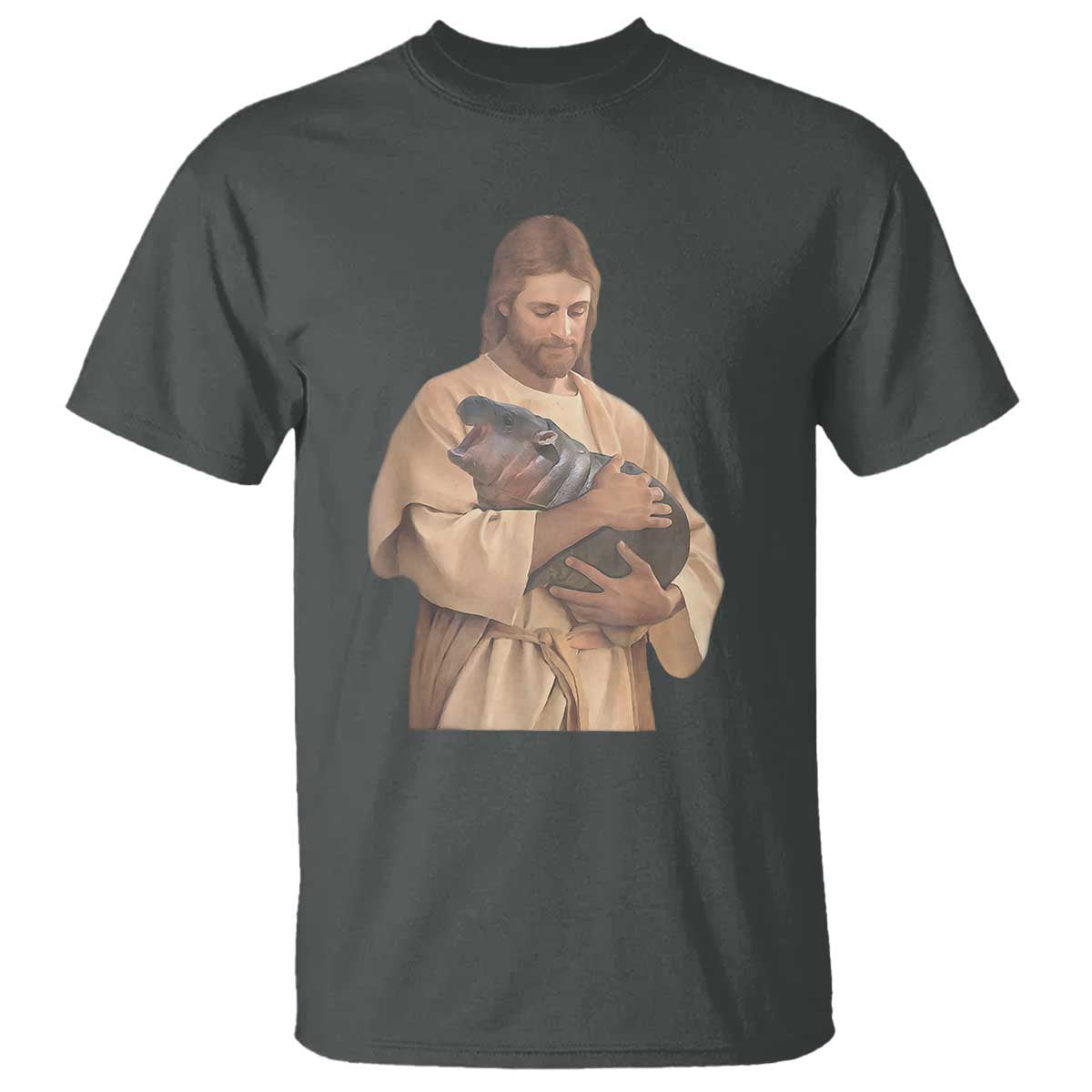 jesus-loves-moo-deng-t-shirt-bouncy-pig-cute-pygmy-hippo-meme