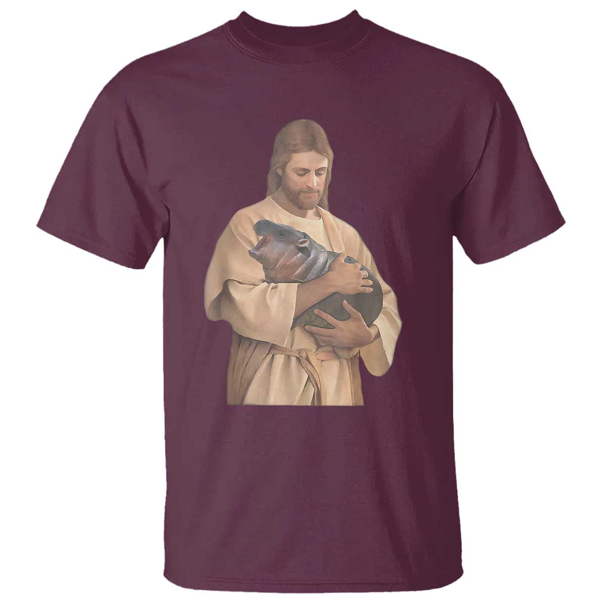 jesus-loves-moo-deng-t-shirt-bouncy-pig-cute-pygmy-hippo-meme