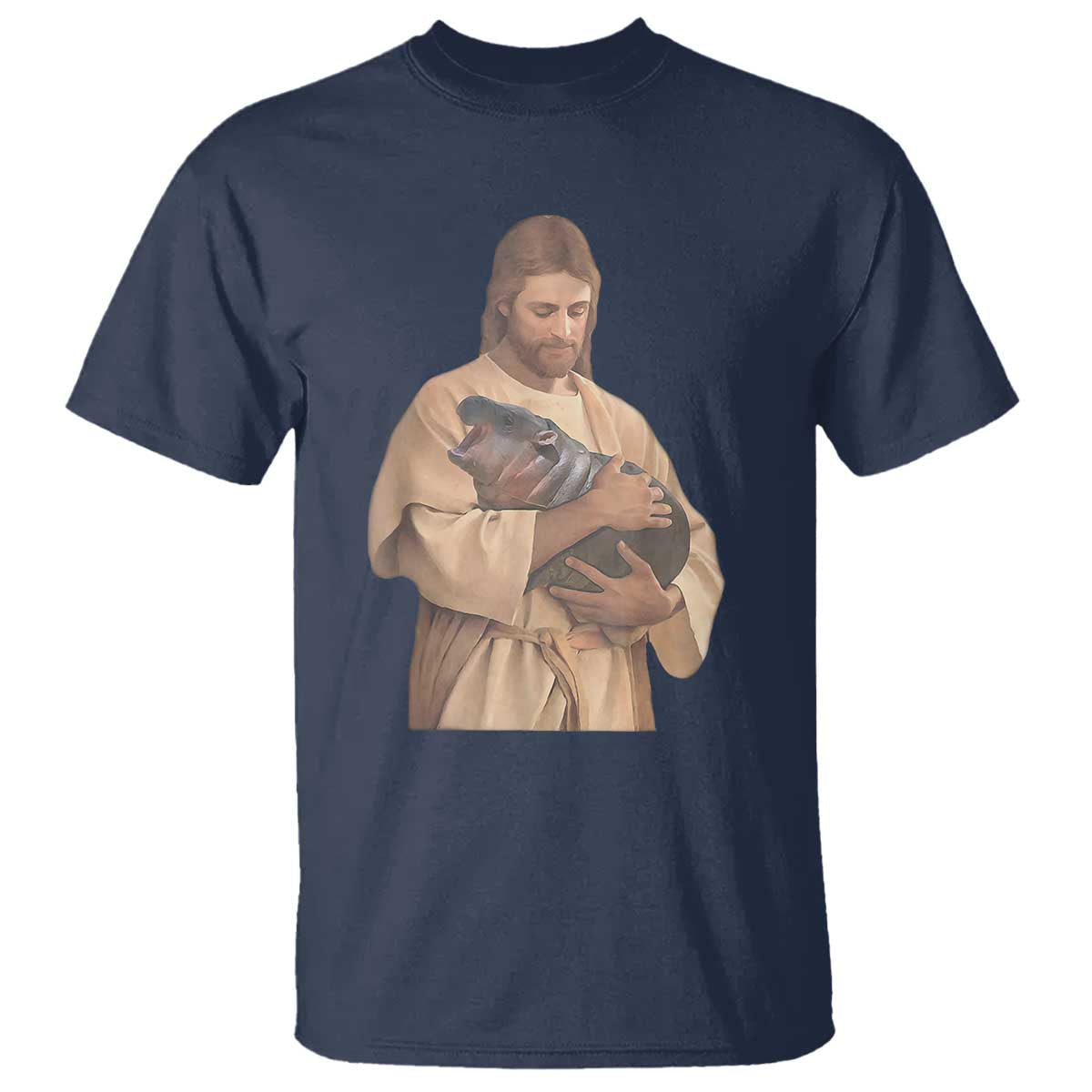 jesus-loves-moo-deng-t-shirt-bouncy-pig-cute-pygmy-hippo-meme