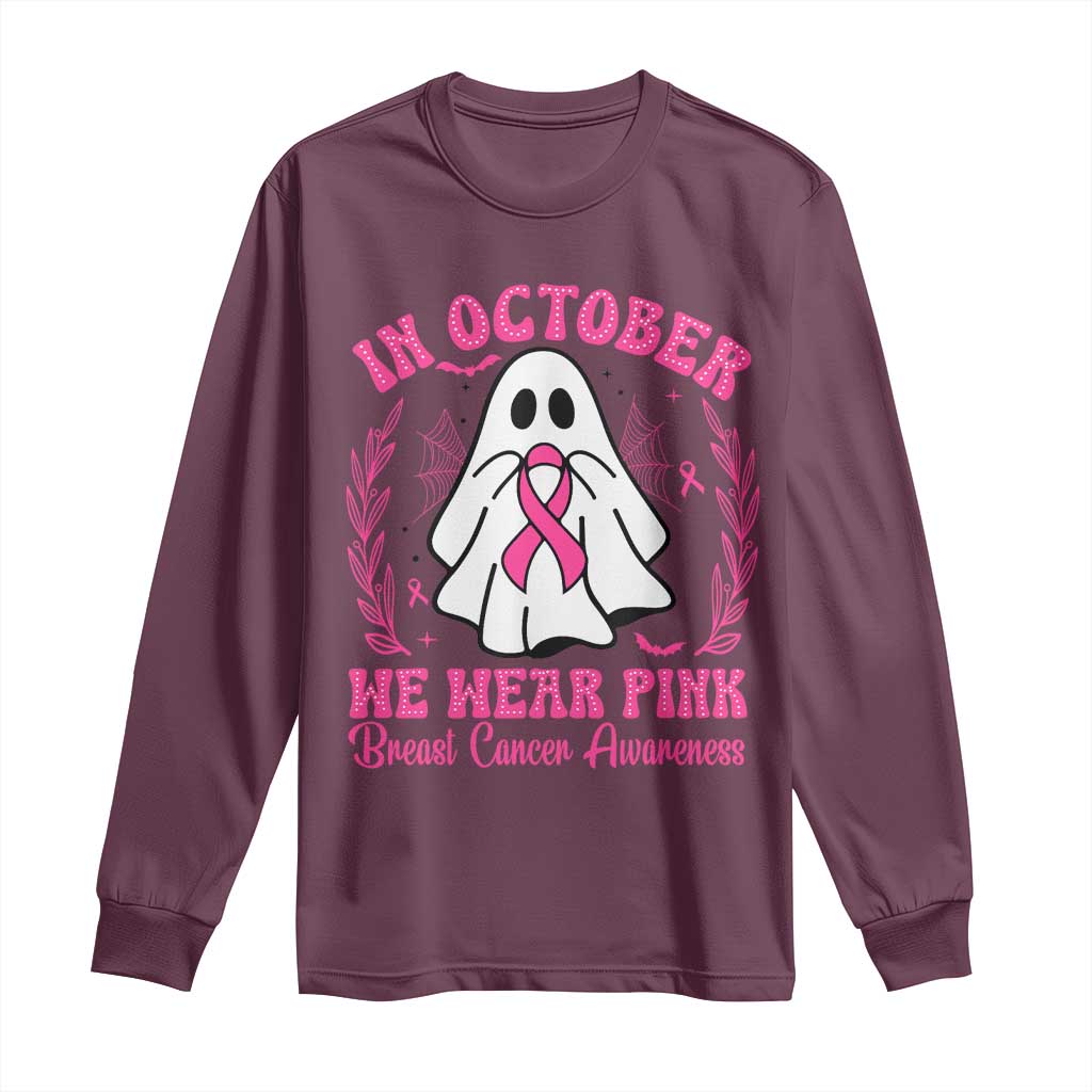 Breast Cancer Support Long Sleeve Shirt In October We Wear Pink