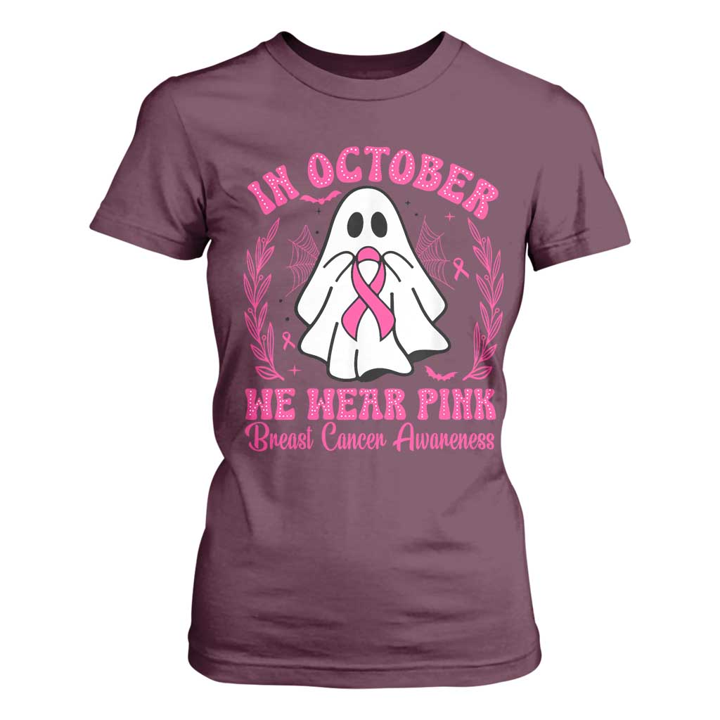 Breast Cancer Support T Shirt For Women In October We Wear Pink