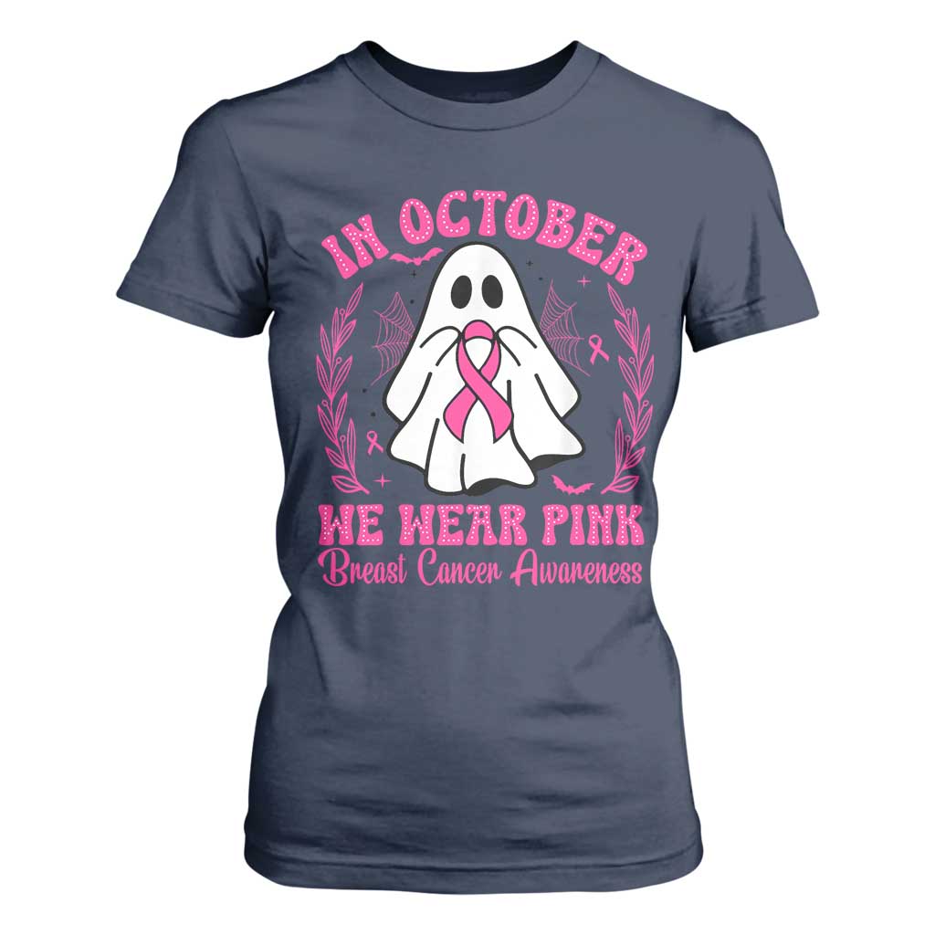 Breast Cancer Support T Shirt For Women In October We Wear Pink