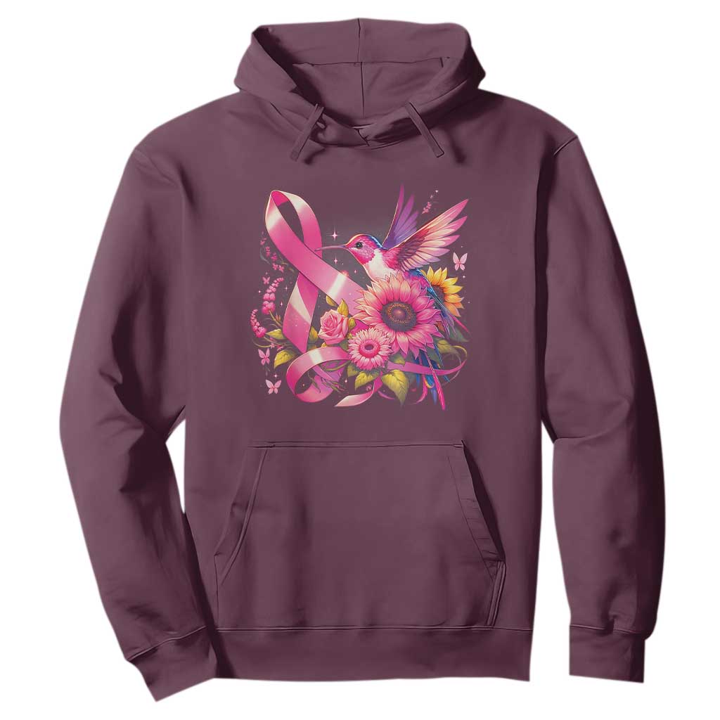 Breast Cancer Support Hoodie Hummingbird Pink Ribbon Warrior