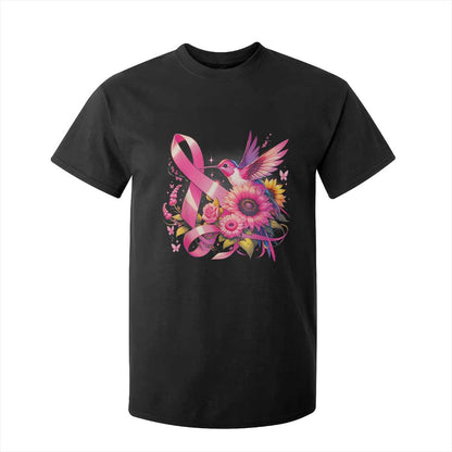 Breast Cancer Support T Shirt For Kid Hummingbird Pink Ribbon Warrior
