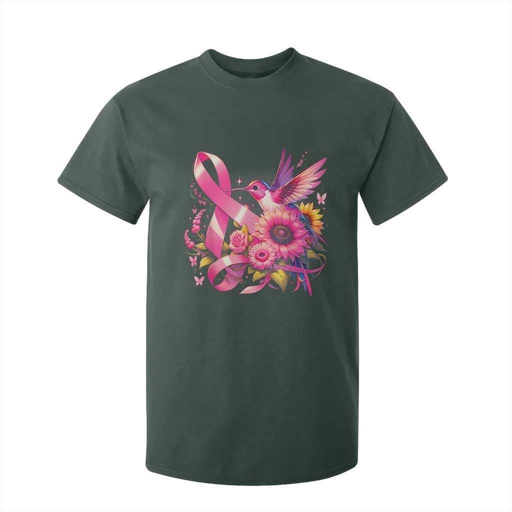 Breast Cancer Support T Shirt For Kid Hummingbird Pink Ribbon Warrior