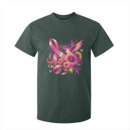 Breast Cancer Support T Shirt For Kid Hummingbird Pink Ribbon Warrior