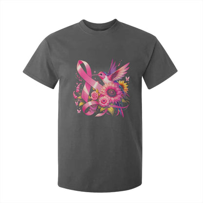 Breast Cancer Support T Shirt For Kid Hummingbird Pink Ribbon Warrior