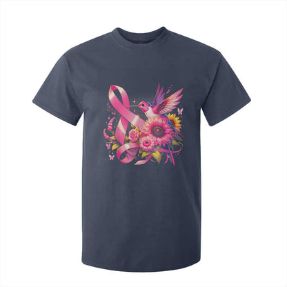 Breast Cancer Support T Shirt For Kid Hummingbird Pink Ribbon Warrior