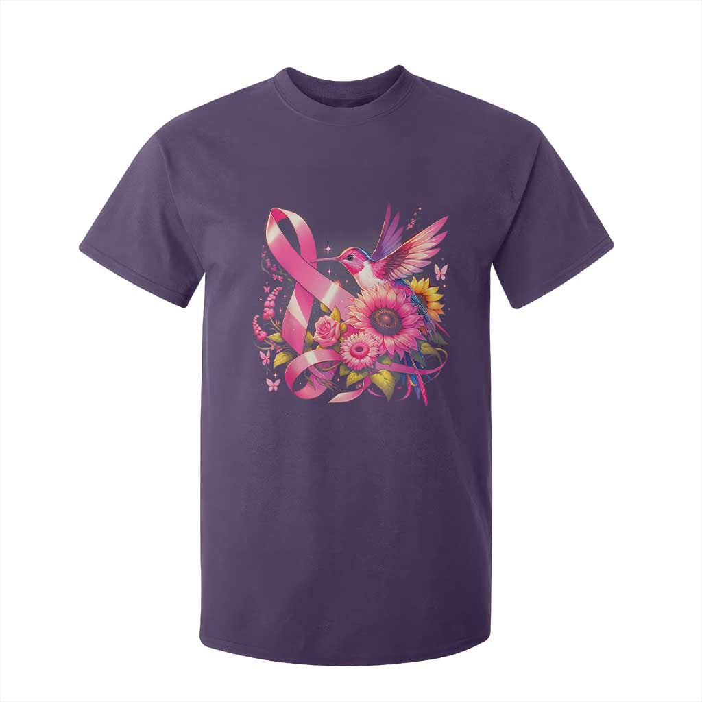 Breast Cancer Support T Shirt For Kid Hummingbird Pink Ribbon Warrior
