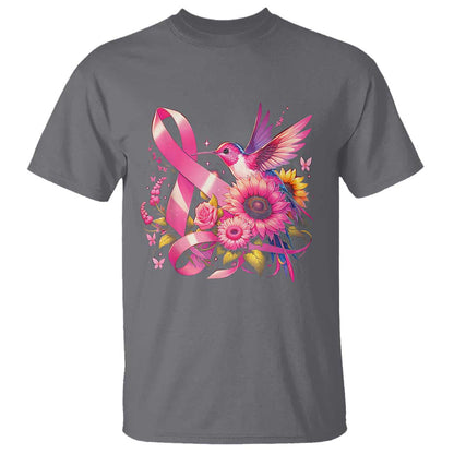 Breast Cancer Support T Shirt Hummingbird Pink Ribbon Warrior