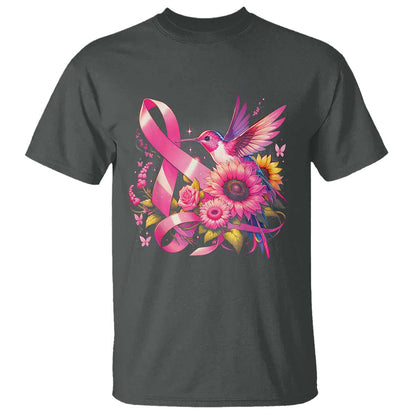 Breast Cancer Support T Shirt Hummingbird Pink Ribbon Warrior