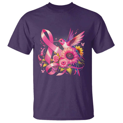 Breast Cancer Support T Shirt Hummingbird Pink Ribbon Warrior