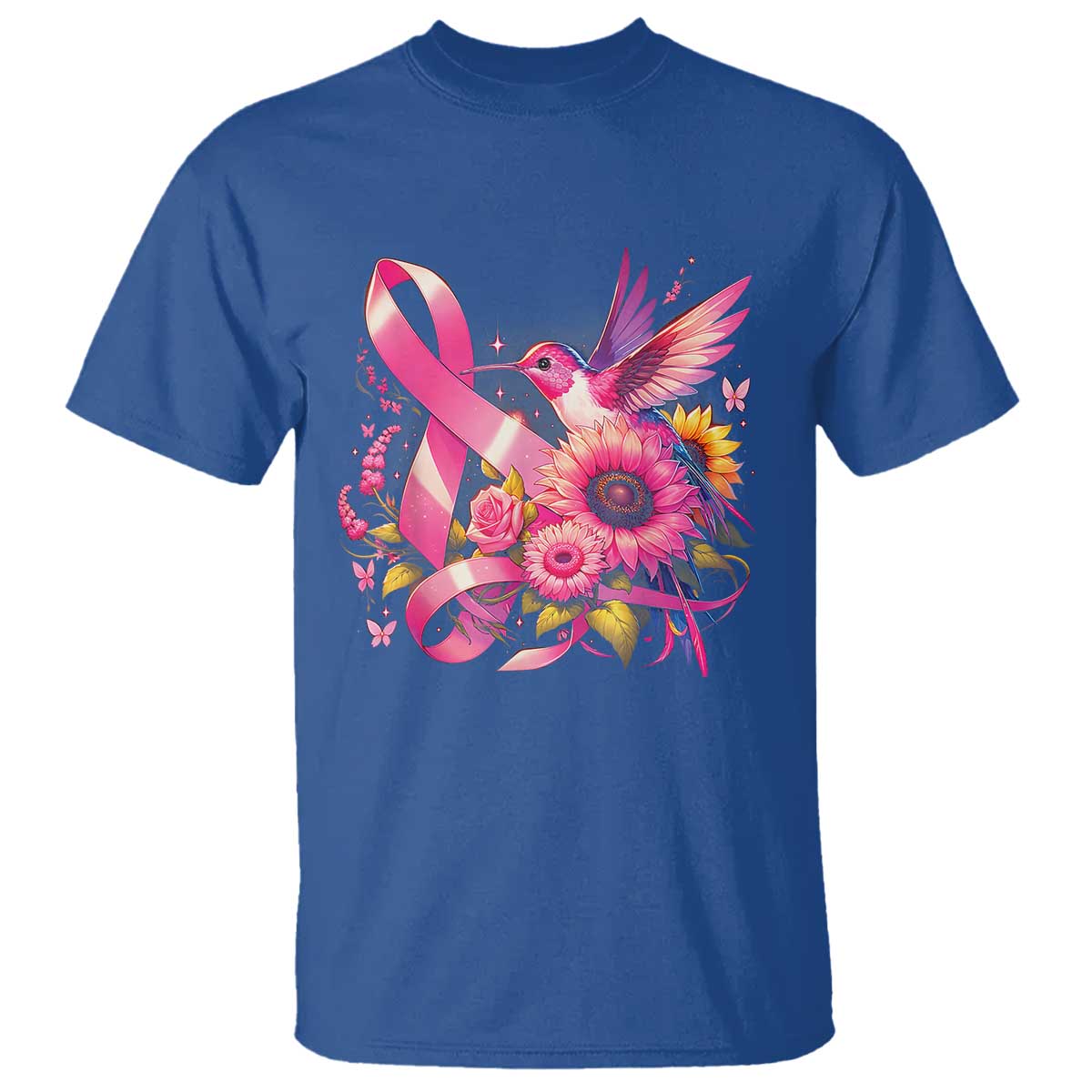 Breast Cancer Support T Shirt Hummingbird Pink Ribbon Warrior