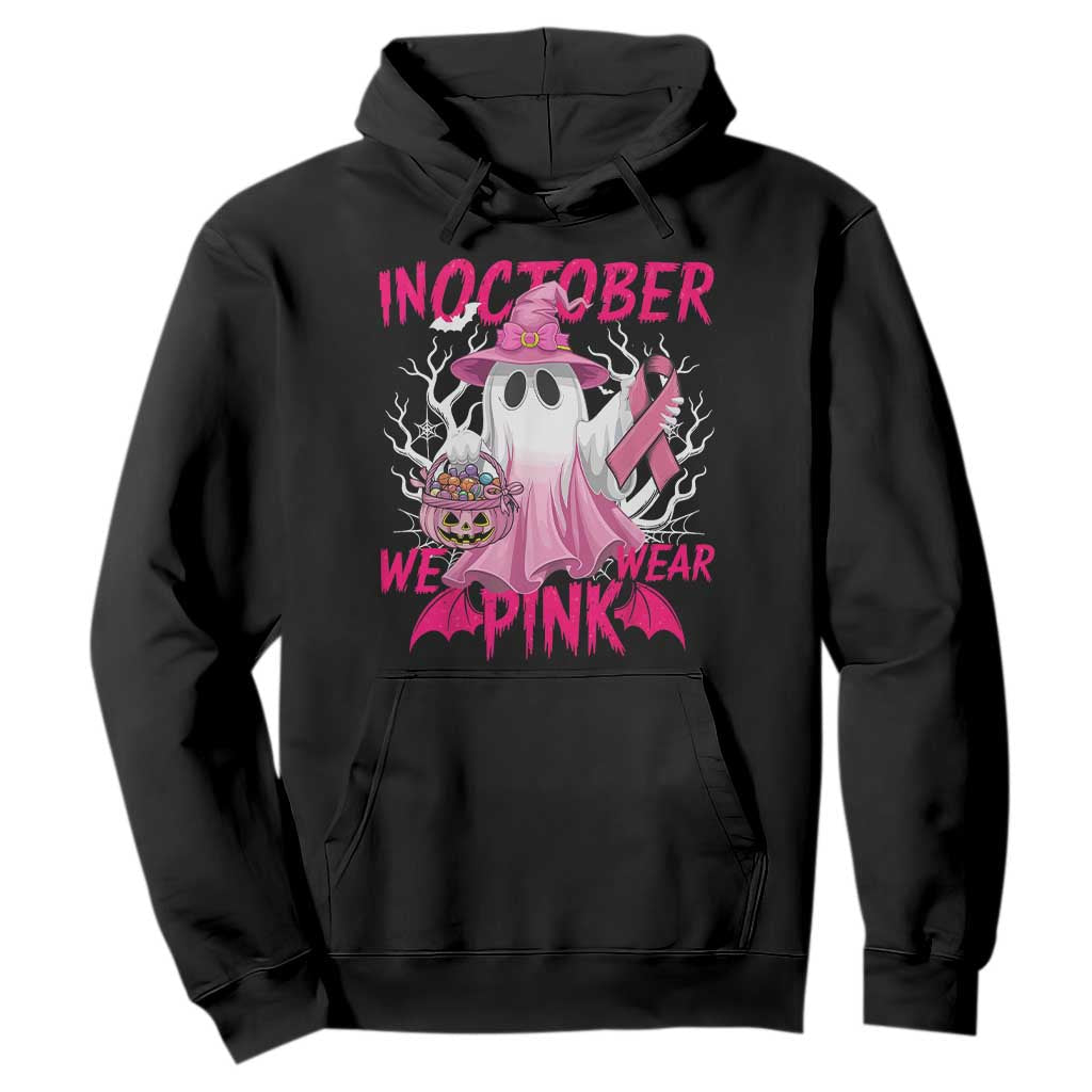 Breast Cancer Support Hoodie In October We Wear Pink Ghost