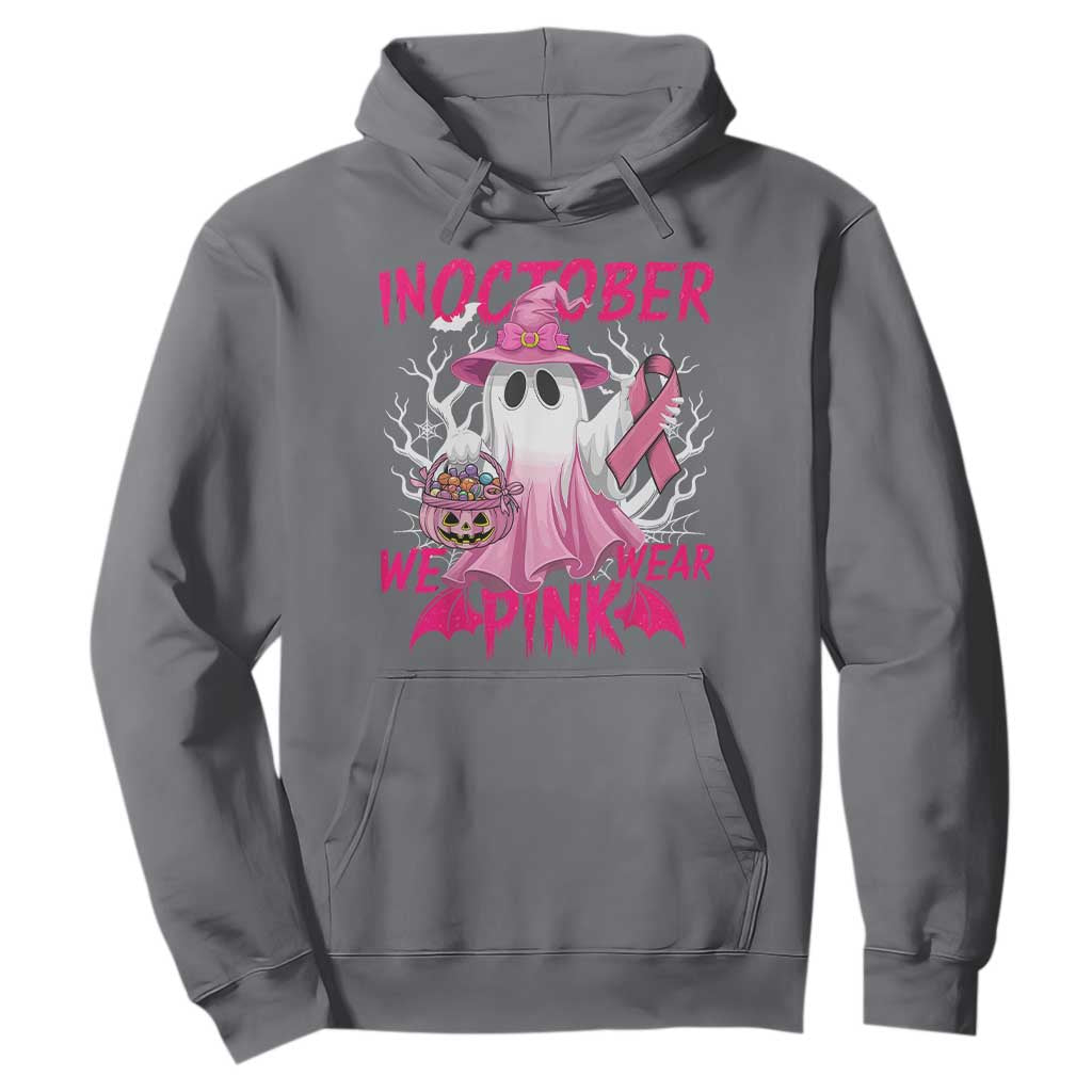 Breast Cancer Support Hoodie In October We Wear Pink Ghost