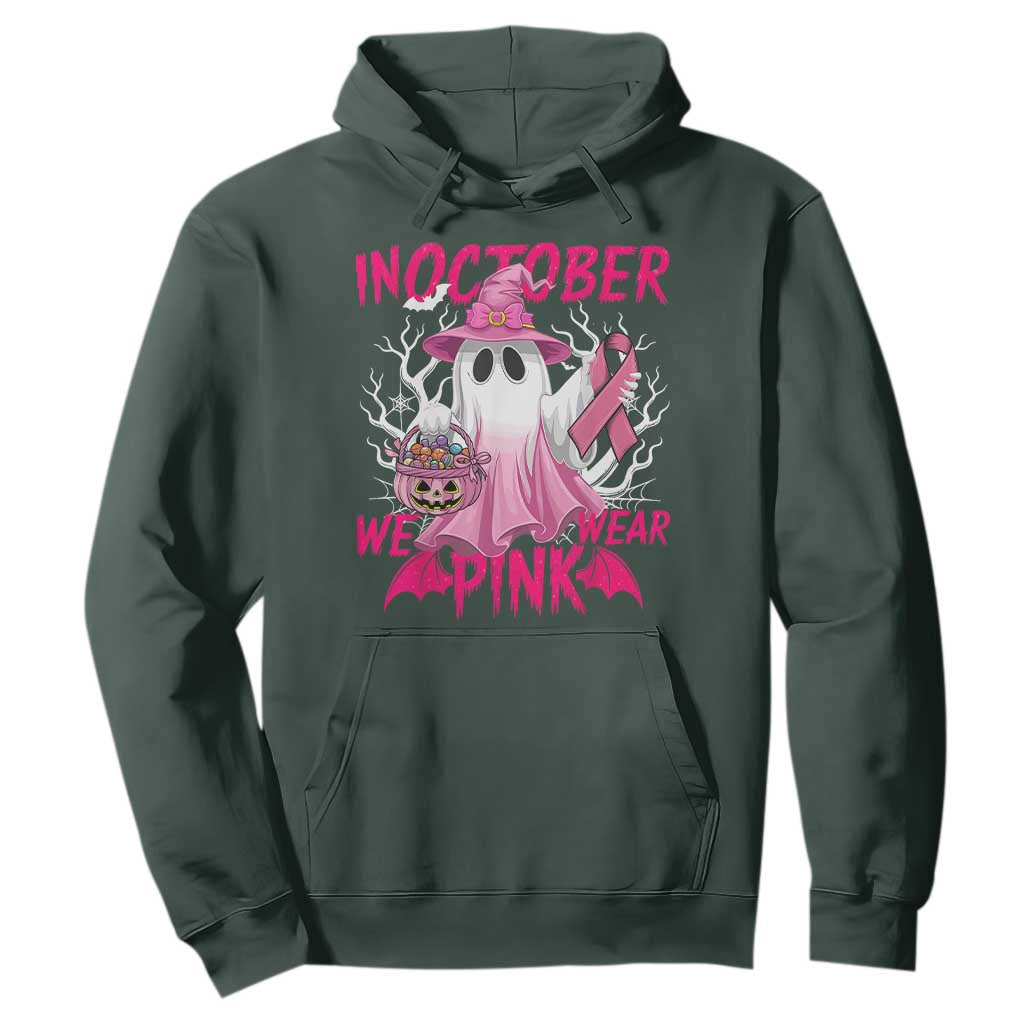 Breast Cancer Support Hoodie In October We Wear Pink Ghost