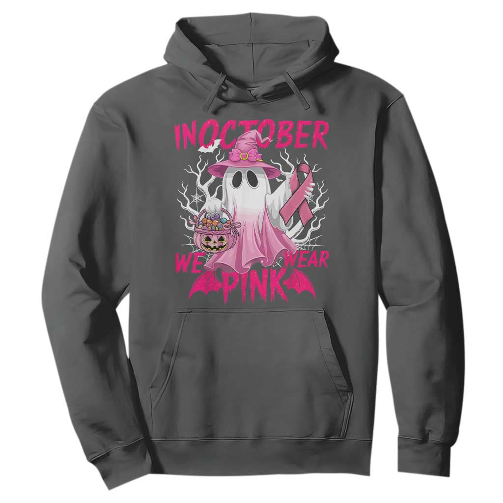 Breast Cancer Support Hoodie In October We Wear Pink Ghost