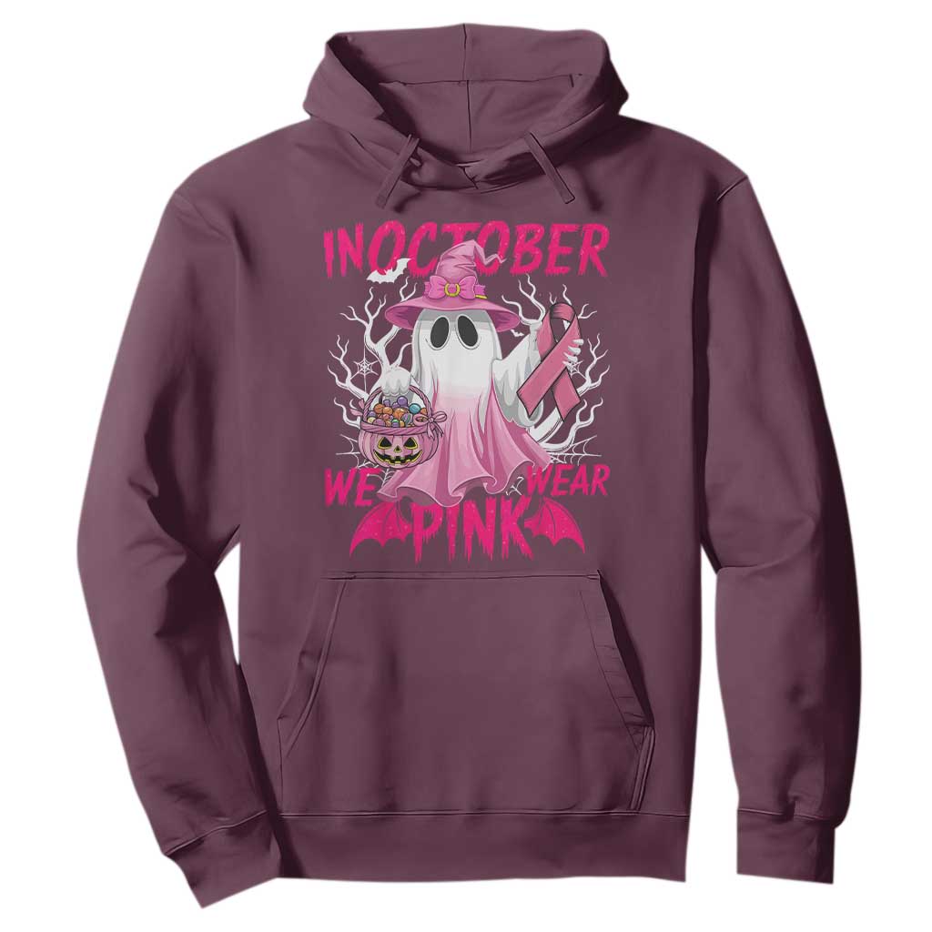 Breast Cancer Support Hoodie In October We Wear Pink Ghost