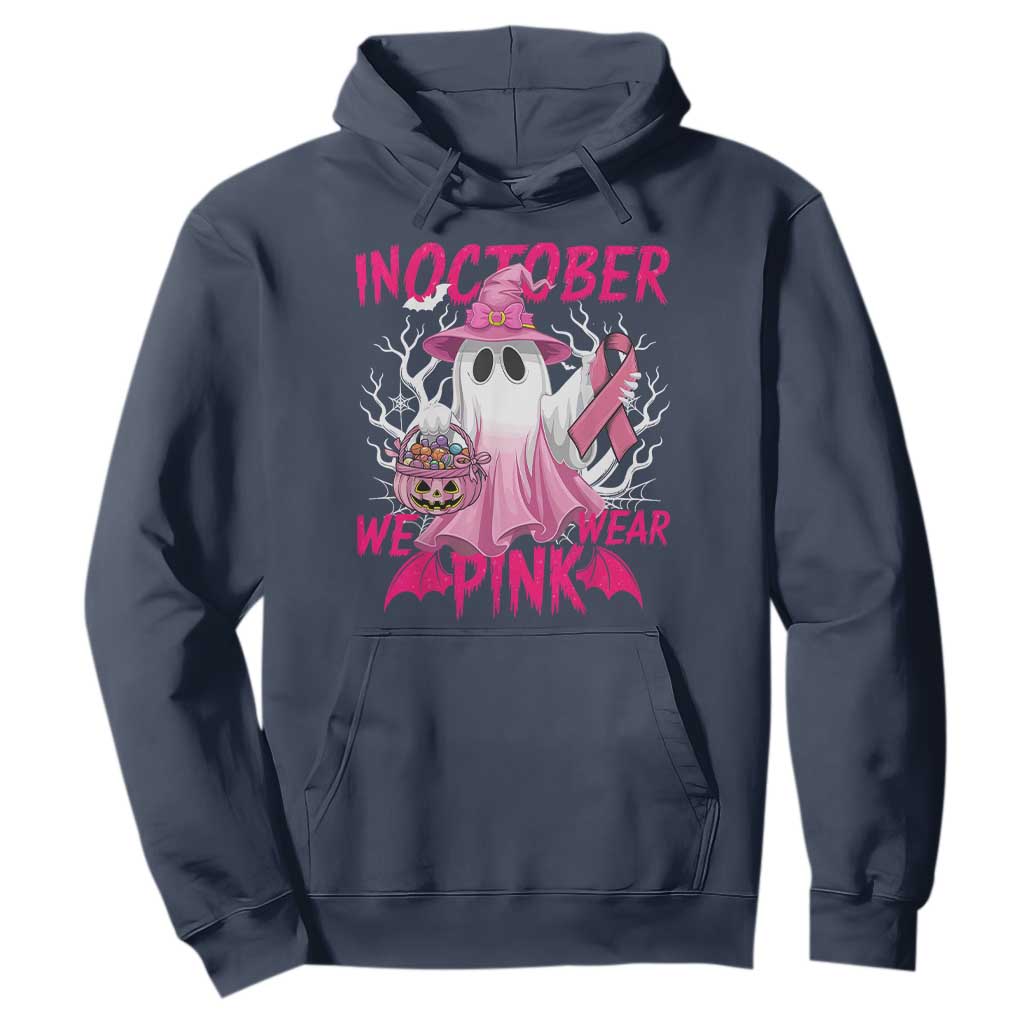 Breast Cancer Support Hoodie In October We Wear Pink Ghost