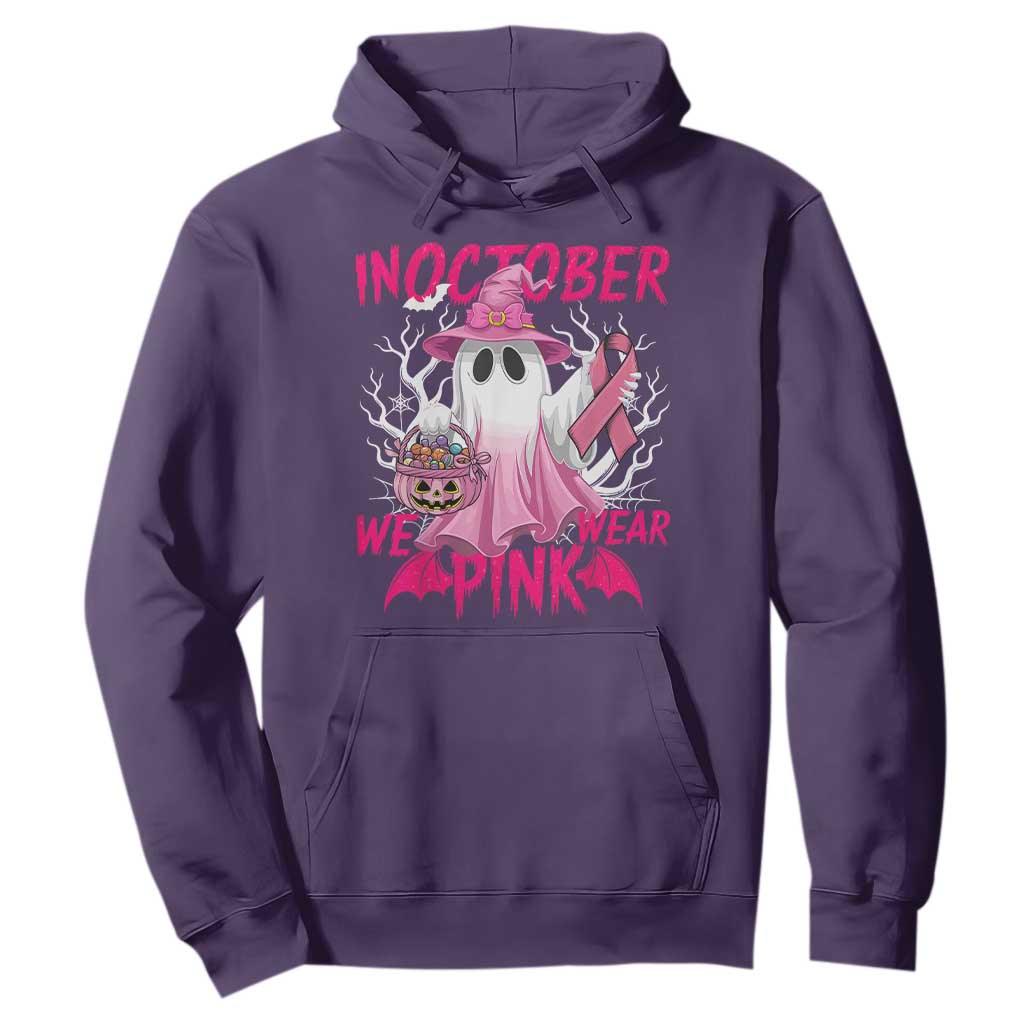 Breast Cancer Support Hoodie In October We Wear Pink Ghost