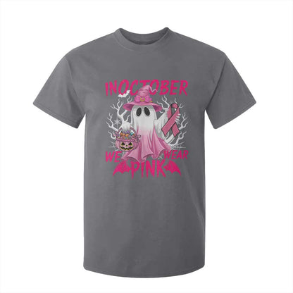 Breast Cancer Support T Shirt For Kid In October We Wear Pink Ghost