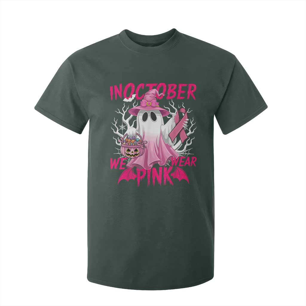 Breast Cancer Support T Shirt For Kid In October We Wear Pink Ghost
