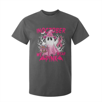 Breast Cancer Support T Shirt For Kid In October We Wear Pink Ghost