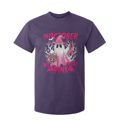 Breast Cancer Support T Shirt For Kid In October We Wear Pink Ghost