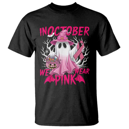 Breast Cancer Support T Shirt In October We Wear Pink Ghost