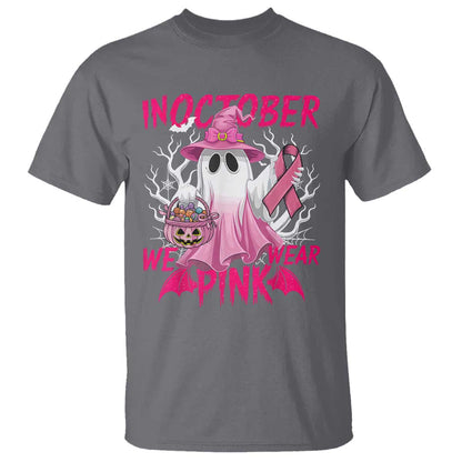 Breast Cancer Support T Shirt In October We Wear Pink Ghost