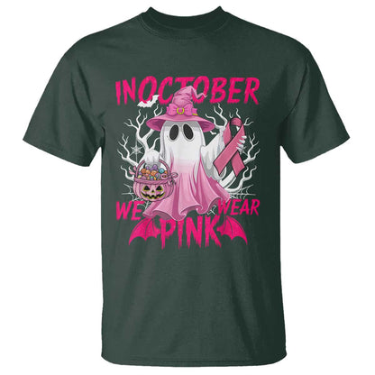 Breast Cancer Support T Shirt In October We Wear Pink Ghost