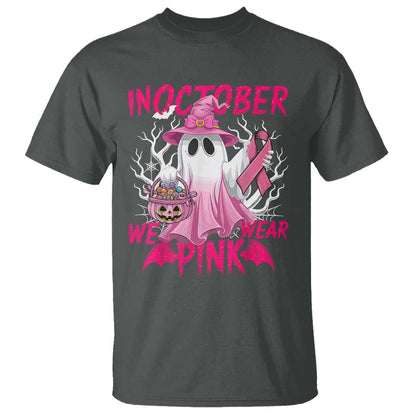 Breast Cancer Support T Shirt In October We Wear Pink Ghost