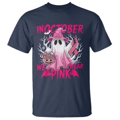 Breast Cancer Support T Shirt In October We Wear Pink Ghost