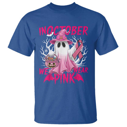 Breast Cancer Support T Shirt In October We Wear Pink Ghost