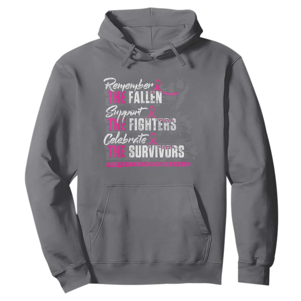 Breast Cancer Support Hoodie Remember The Fallen Support The Fighters