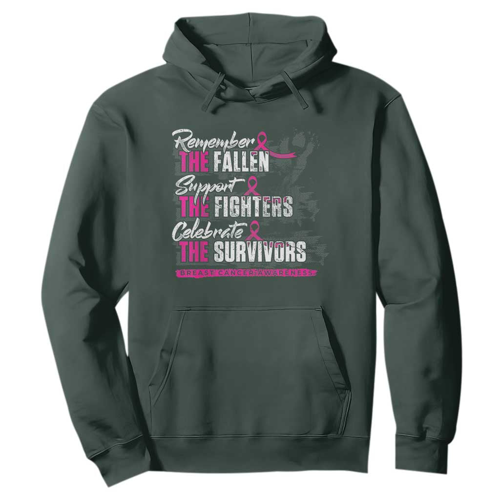 Breast Cancer Support Hoodie Remember The Fallen Support The Fighters