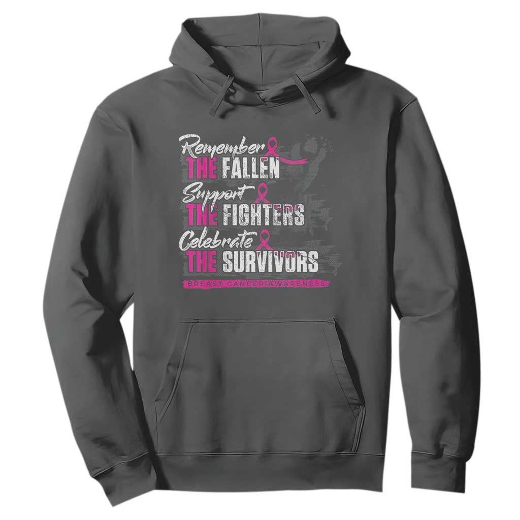 Breast Cancer Support Hoodie Remember The Fallen Support The Fighters